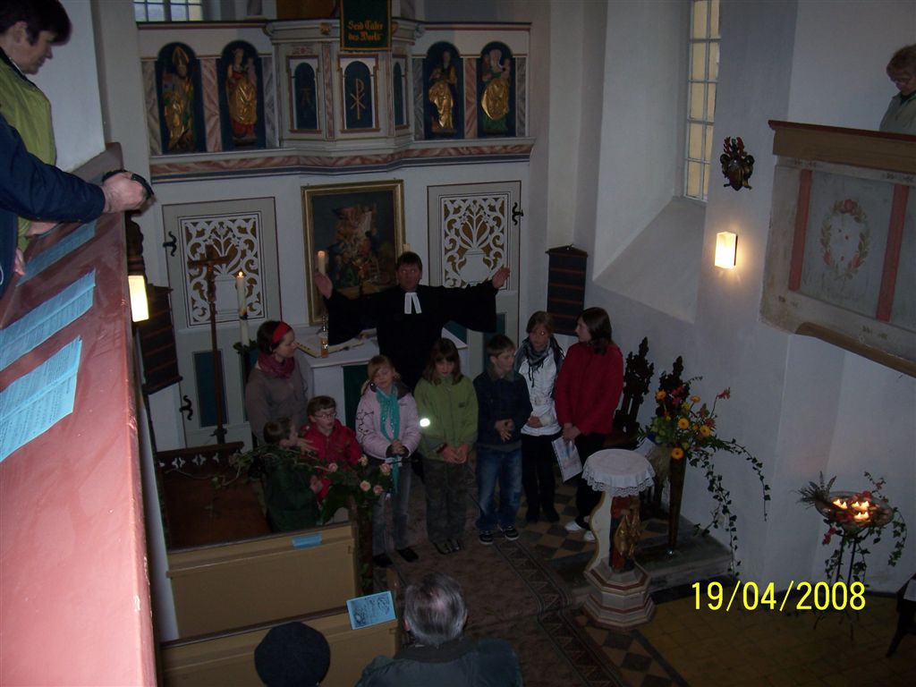 Gottesdienst zum Kirchenfest 2008. Aufgenommen zur 888-Jahrfeier in Kospoda durch Helga Neugebauer.